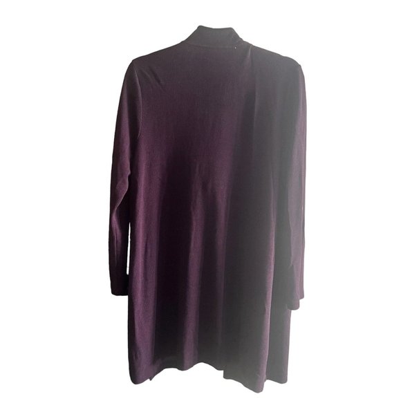 J. Jill Wearever Collection Open Front Cardigan Purple Houndstooth Sz M Pockets - Picture 2 of 7